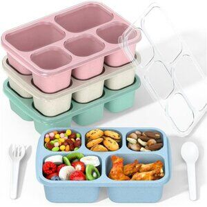 Bento lunch box set 5 compartment reusable meal prep food storage containers